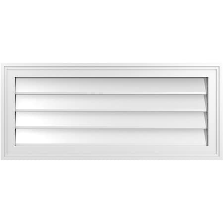 Ekena Millwork Vertical Surface Mount PVC Gable Vnt: Non-Functional, w/2"W x 1-1/2"H, Brickmould Frame, 32"W x 14"H GVPVE32X1402SN